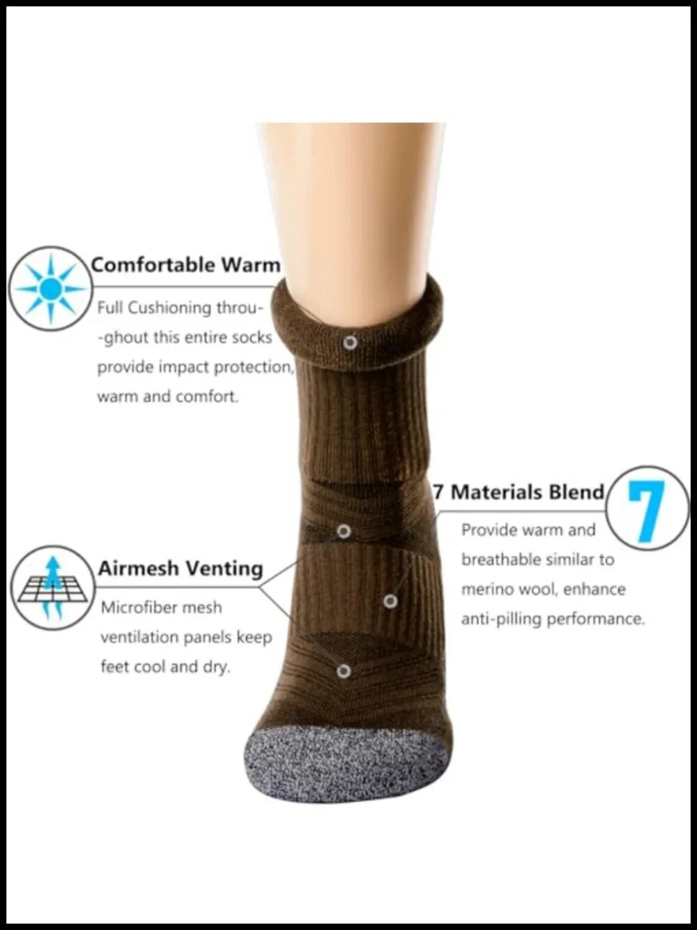 Crew Hiking Socks Cushion Moisture Wicking Arch Compression Boot Socks